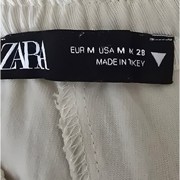 Zara Lyocell Viscose Blend Tan Summer Vacation Wide Leg Women's Pants M - Picture 3 of 4